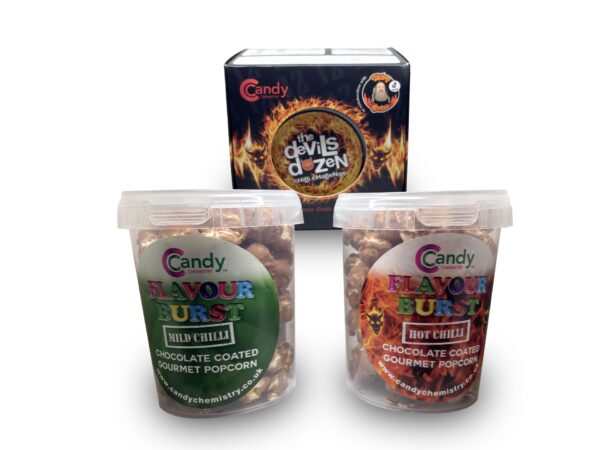 Chilli Chocolate Coated Gourmet Popcorn - HOT + MILD + Devils Dozen Challenge